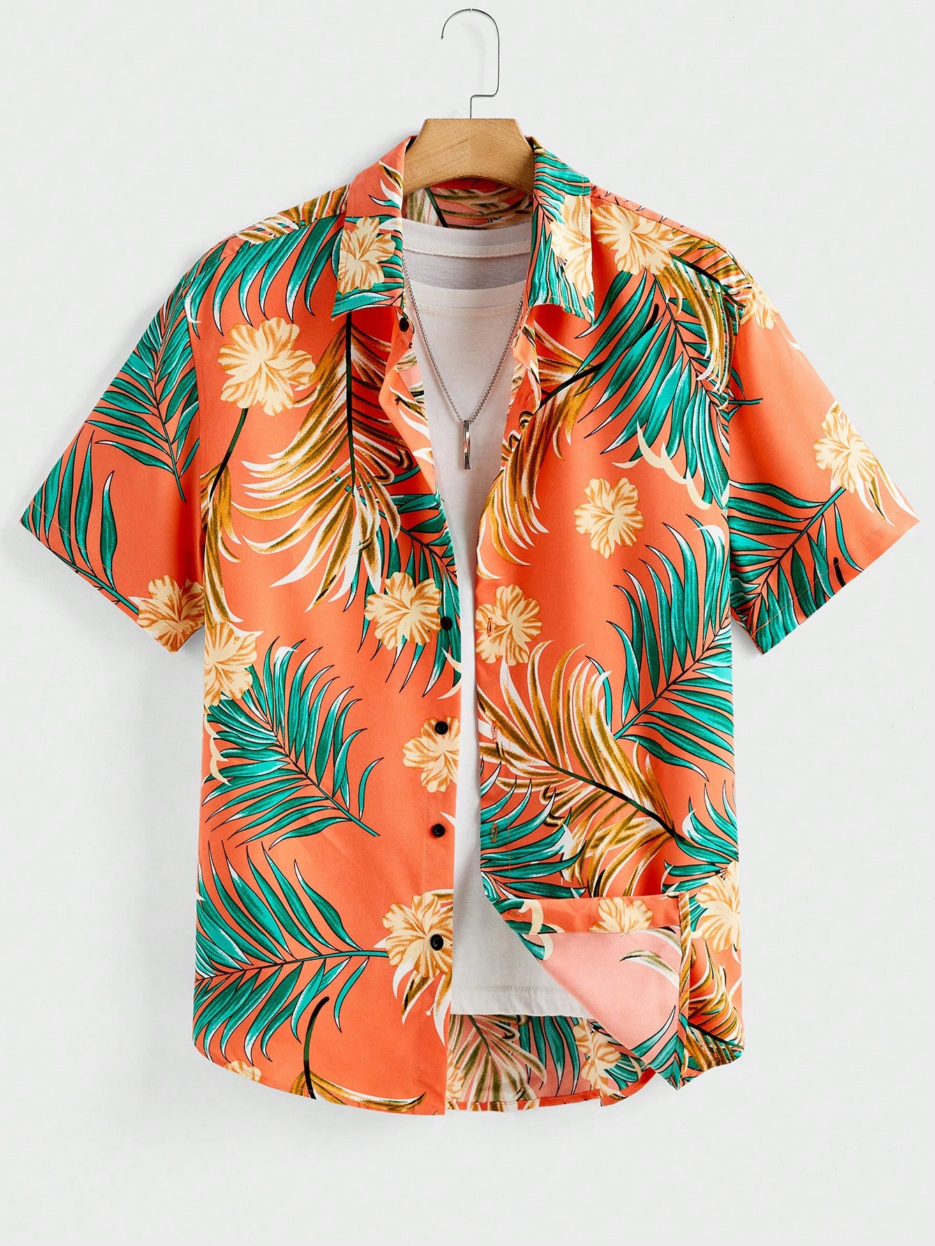 Hawaiian Vacation Shirt for Men - Soft, Airy & Colorful Short Sleeve Top with Palm Tree & Ocean Wave Designs