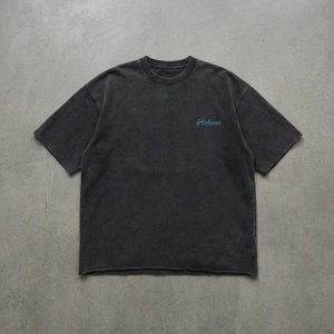 Vintage Washed T-shirt Japanese The Great Wave Back Print Kanagawa Ocean Graphic Cotton Loose Short Sleeve Men Streetwear Tee