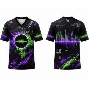 Men’s Abstract Sound Wave Graphic Print T Shirt Techwear Style V Neck Short Sleeve Summer Casual Streetwear Hip Hop Tops