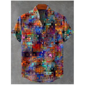 Men’s Hawaiian Shirt Summer Loose Breathable Short Sleeved Harajuku Slim Fit Formal Top Printed Retro Shirt Roupas Masculinas