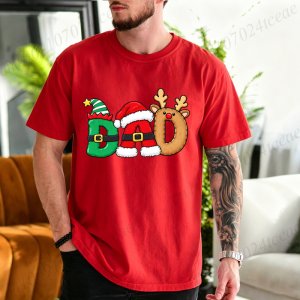 Dad Christmas Graphic T Shirt for Men Christmas Tree Reindeer Letter Tee Xmas Holiday Family Matching Gift Short Sleeve Tops