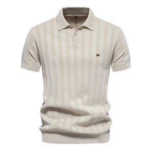 Shirts POLO for Men New European Size Knitted POLO Shirts for Men, Knitted Short-Sleeved Lapel Breathable T-Shirts.