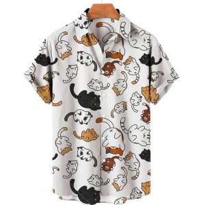 2026 Men’s One Button Short Sleeve Casual 3D Digital Printed Shirt Trendy Loose Plus Size 5XL