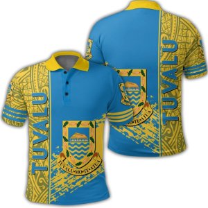 Men Shirt Tuvalu Men Polo Shirt TV National Emblem Flag 3D Print Unisex Fashion Lapel Top Oversized Loose Hip Hop Short Sleeve POLO Shirts