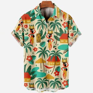Hawaiian Shirts For Men Fashion Comfortable Unisex Short Sleeve Tops Beach Travel Surf Casual Oversized Men’s