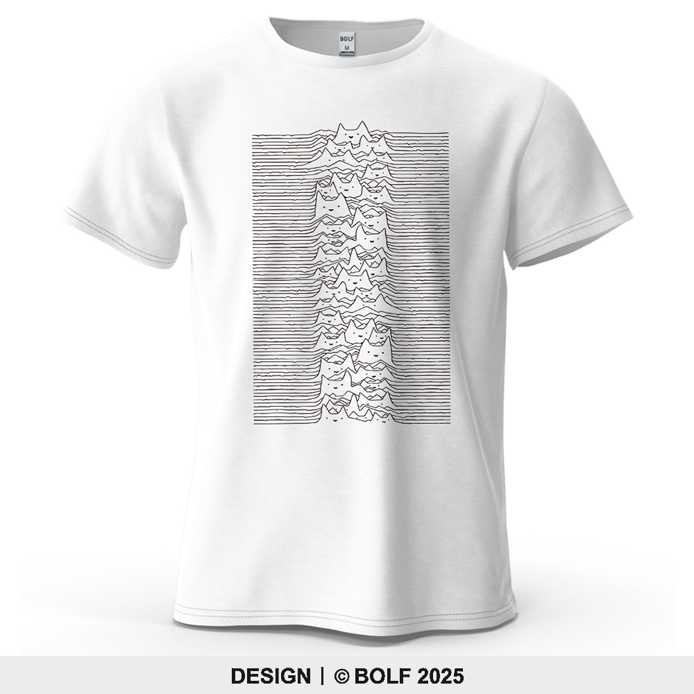 Cat Wave Art Creative Printed Men's T-Shirt 100% Cotton Oversized Artistic Graphic Tees for Women Tops Tees Streetwear