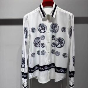 New Men’s Long Sleeved Shirt With Flower Pattern Printing Design Men’s Lapel Button High-definition Casual Top